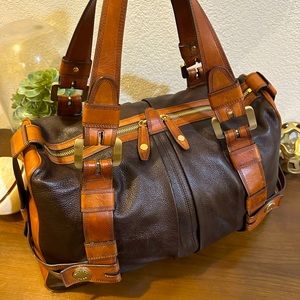 Rare Michael Kors XL Harness Brown and Tan Leather Duffle Bag/Weekender